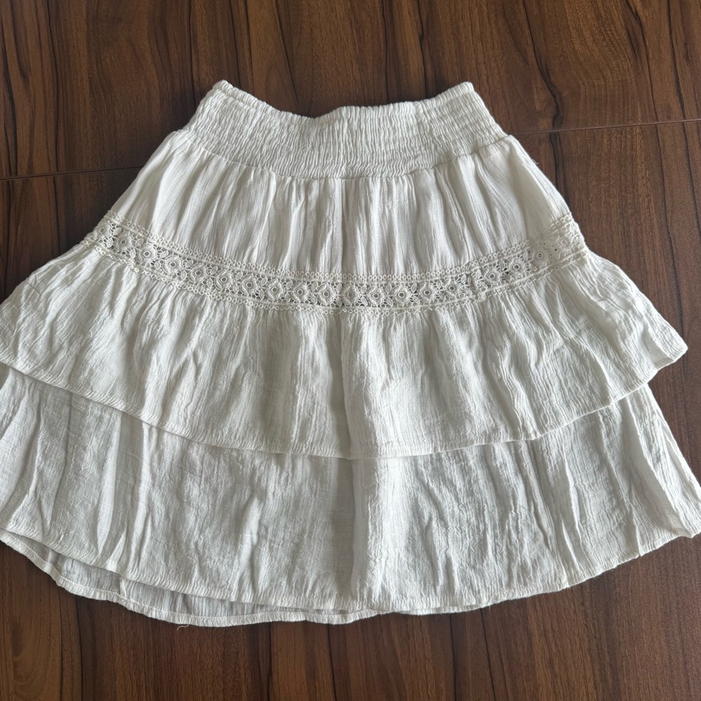 Showpo White Tiered Lace Mini Skirt